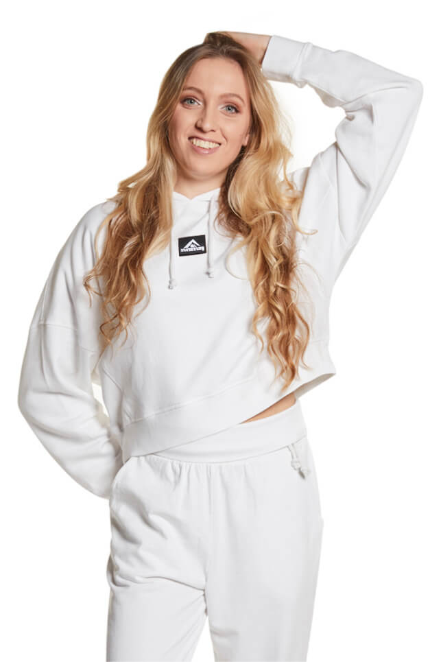 White Cropped Pullover Hoodie
