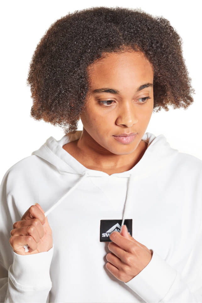 White Cropped Pullover Hoodie