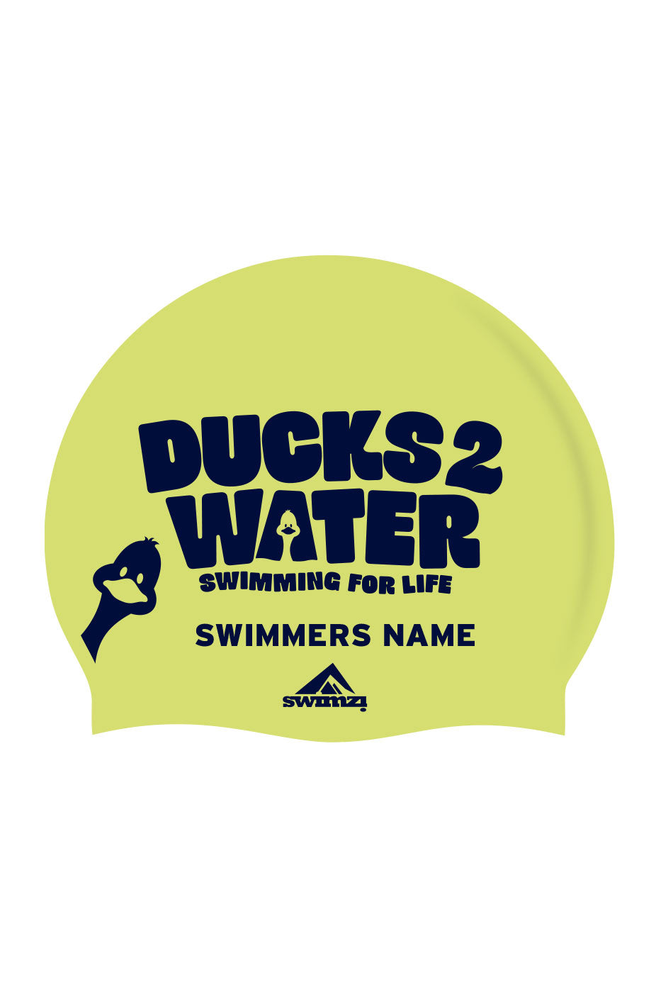 Ducks2Water Unisex Club Swim Cap - Silicone Suede - Green