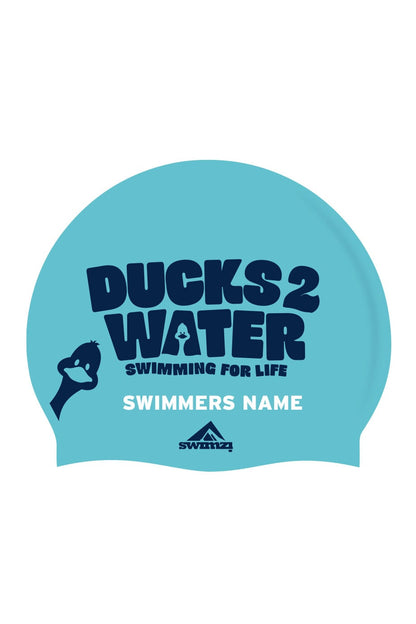 Ducks2Water Unisex Club Swim Cap - Silicone Suede - Blue