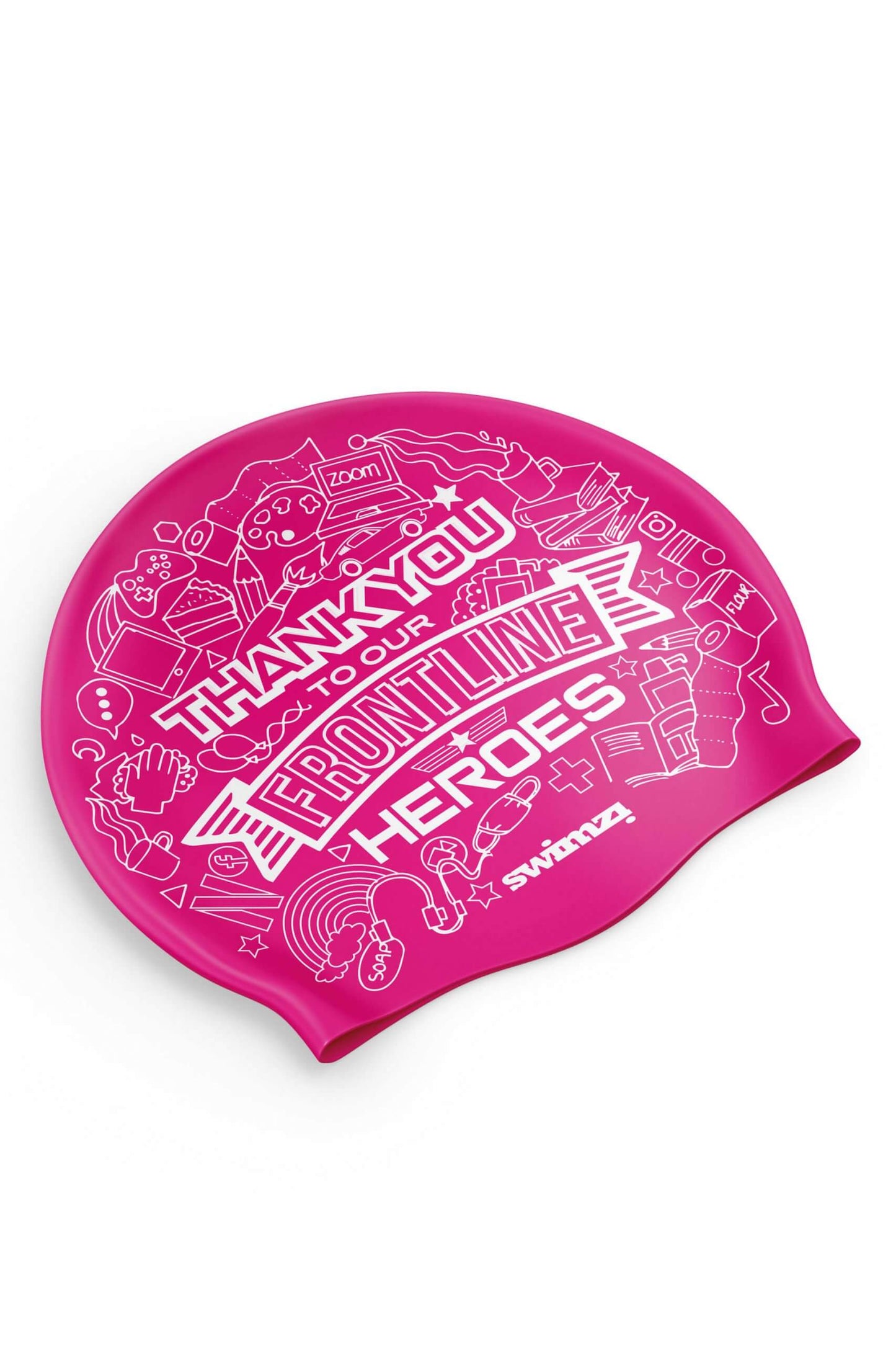 Hot Pink Frontline Heroes Swim Cap