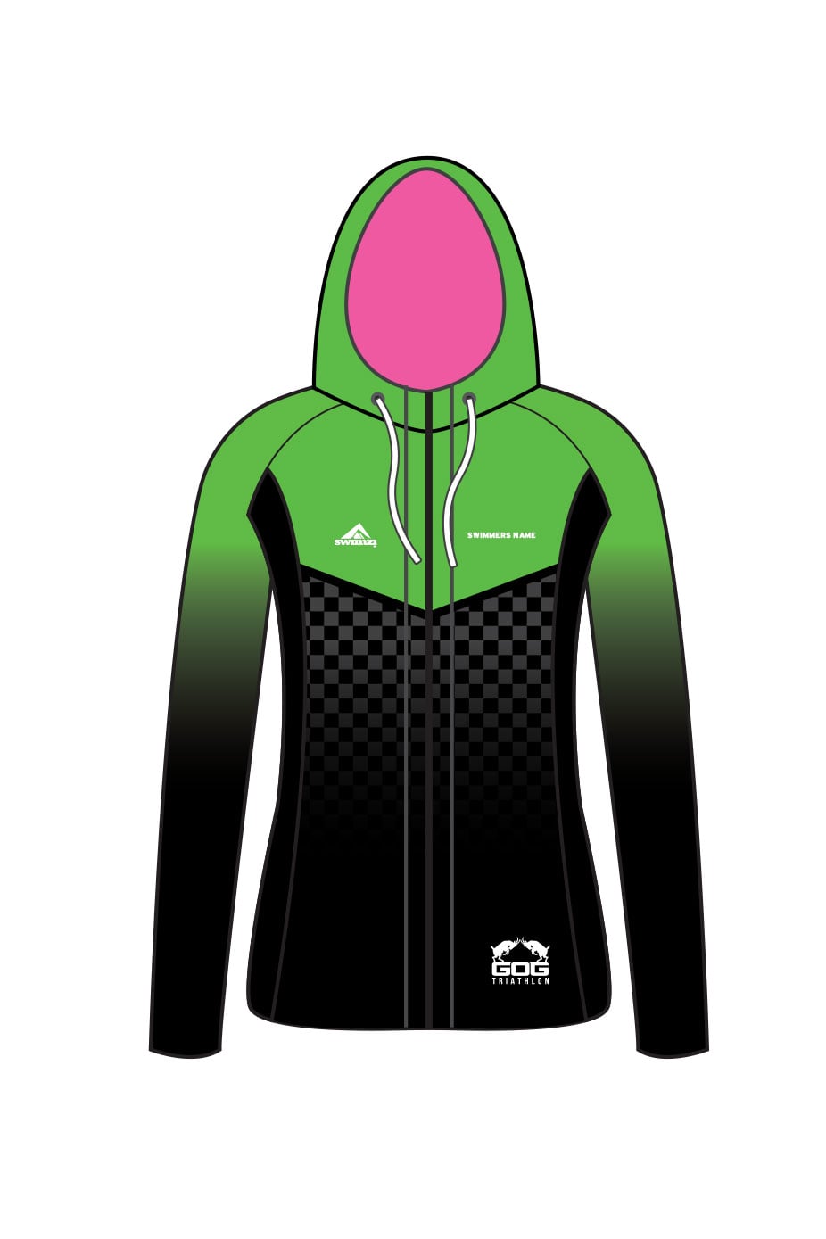 GOG Triathlon Club Kids Female Zipped Performance Hoodie