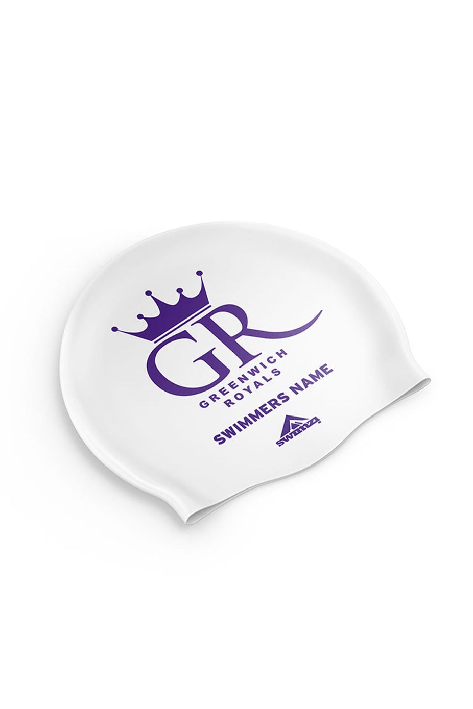 Greenwich Royals Unisex Club Swim Cap - Silicone Suede - White