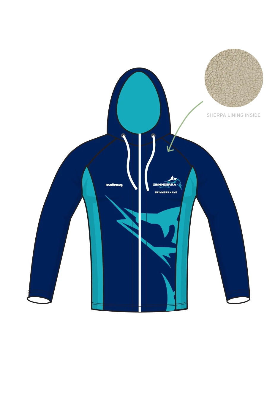 Ginninderra Swim Club Kids Unisex Winter Zipped Performance Hoodie