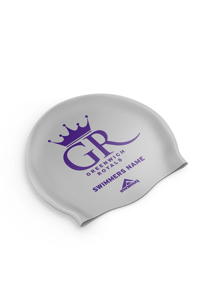 Greenwich Royals Unisex Club Swim Cap - Silicone Suede - Silver