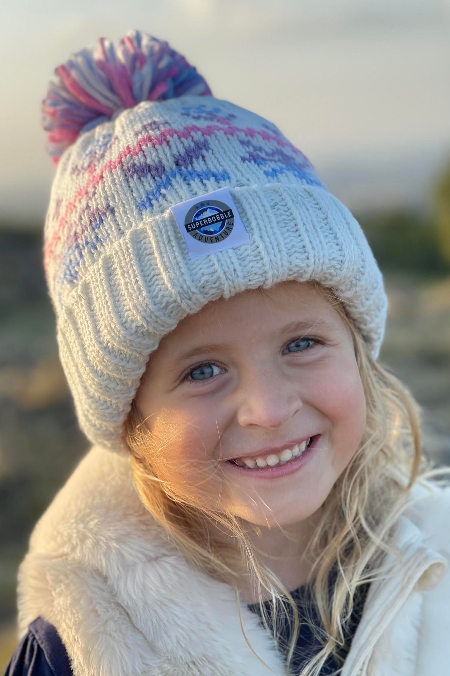 Kids Pastel Ice Crystal Nordic Knit Hat