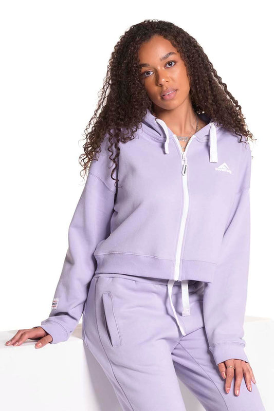 Lavender Zipped Crop Hoodie