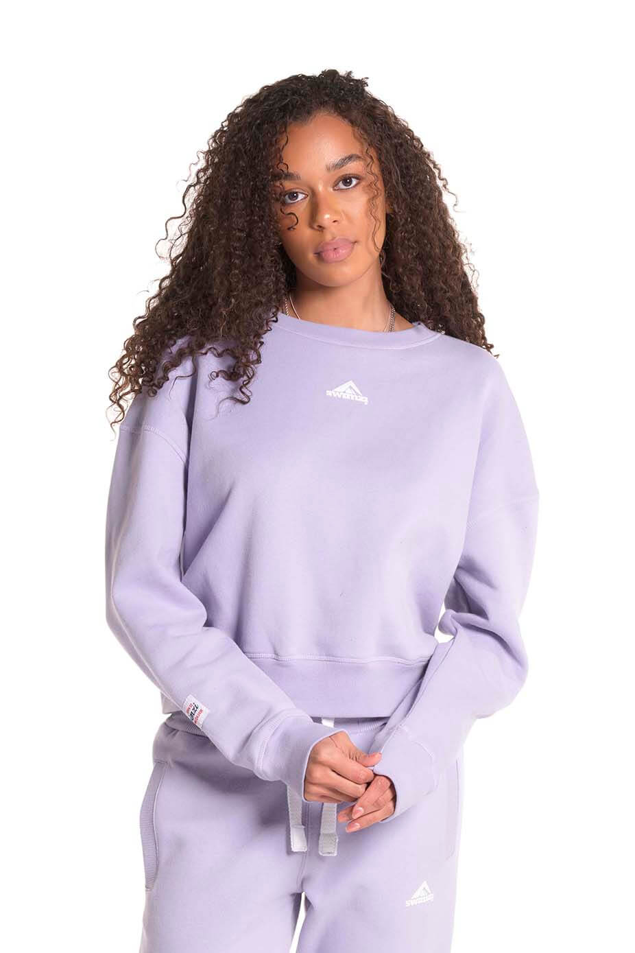 Kids Lavender Crew Neck Crop Sweat