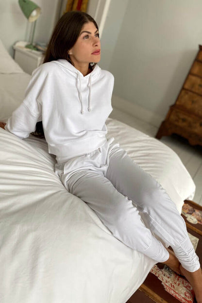 Ice White - Hoodie Crop Jumper