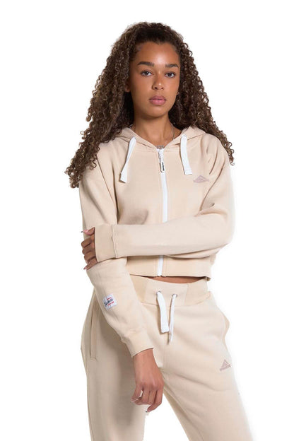 Mushroom Zipped Crop Hoodie