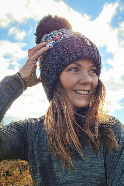 Simon Wilson Navy Fairisle Knit Hat