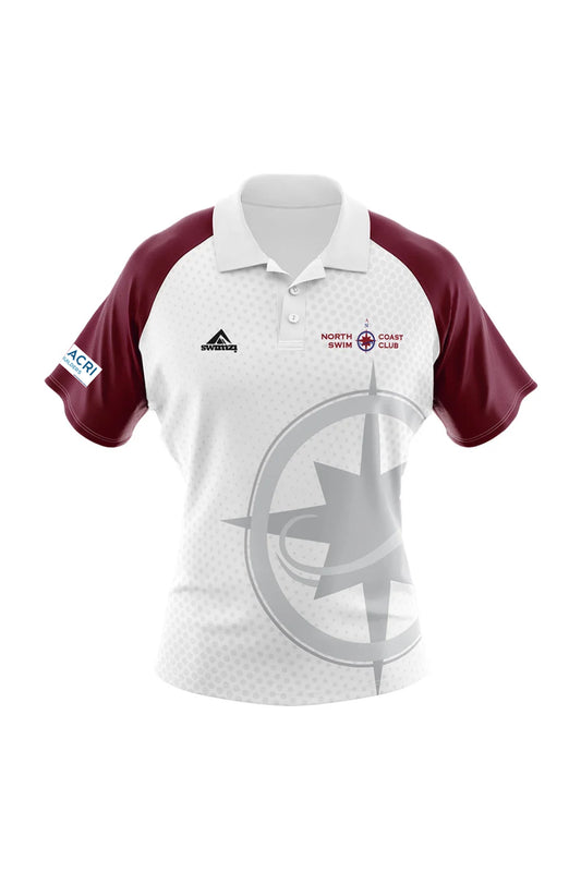 North Coast Swim Club Adult Female Supporters Shirt - Polo Neck - White/Maroon
