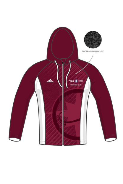 North Coast Swim Club Kids Unisex Zipped Winter Performance Hoodie - Maroon