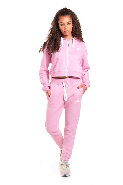 Pink Zipped Crop Hoodie