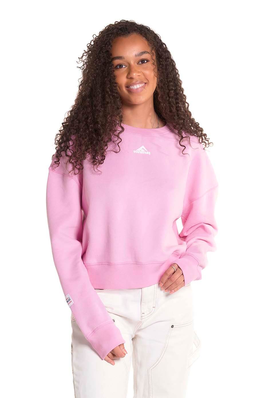 Kids Pink Crew Neck Crop Sweat