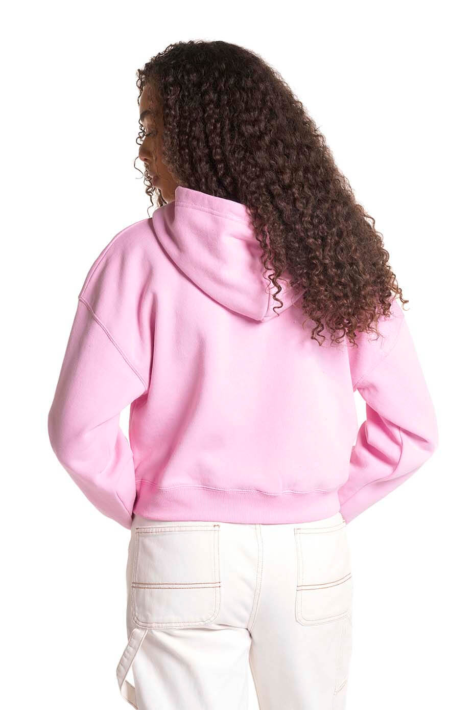 Pink Zipped Crop Hoodie