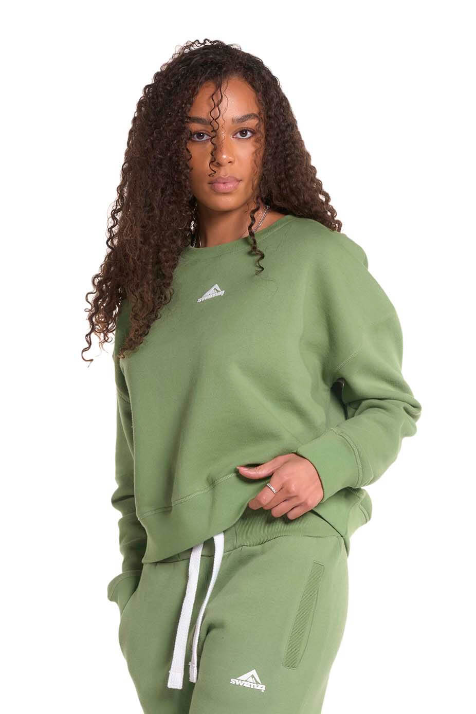 Kids Pistachio Crew Neck Crop Sweat