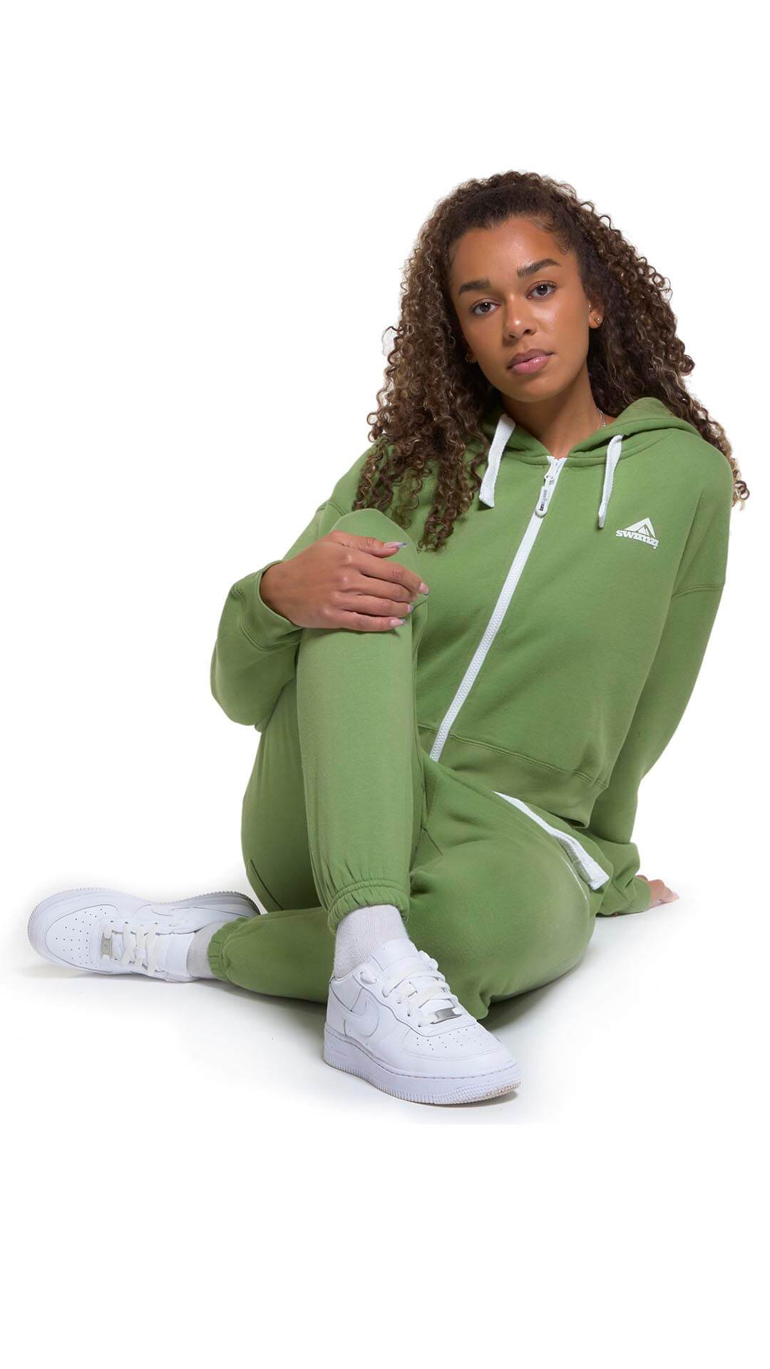Pistahio Zipped Crop Hoodie