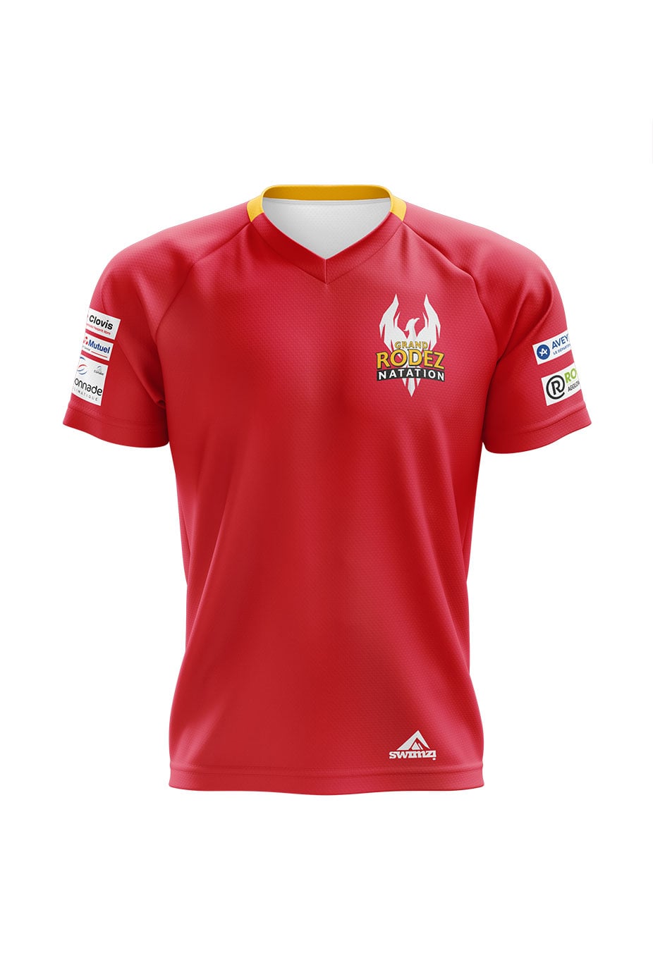 Rodez Natation Kids Unisex Club Shirt - V-Neck - Red