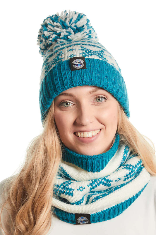 Teal Snowflake Nordic Knit Design - Neck Warmer