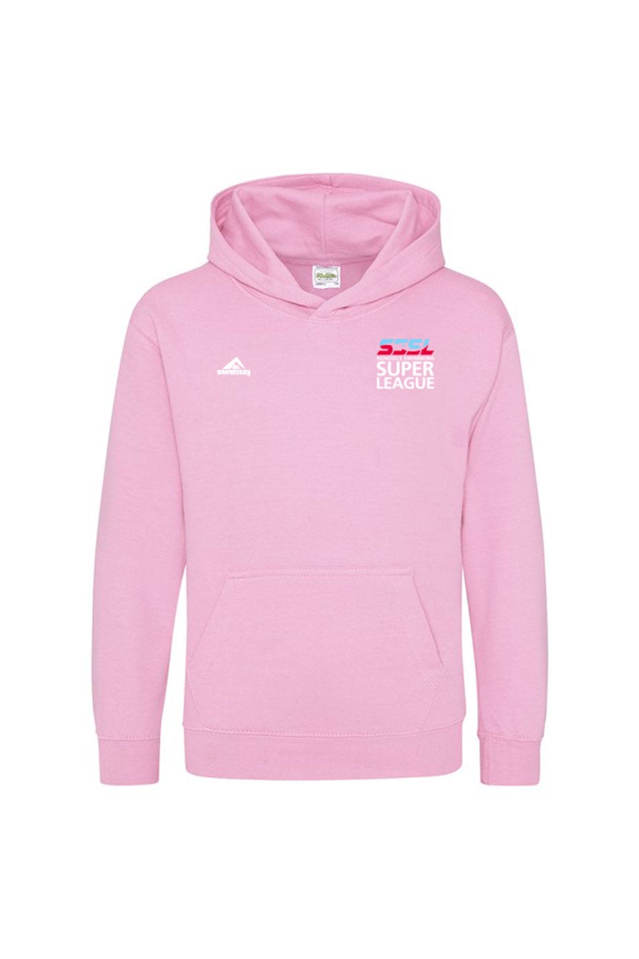 Schools Swimming Super League Kids Unisex SSSL Cotton Pullover Hoodie - Baby Pink