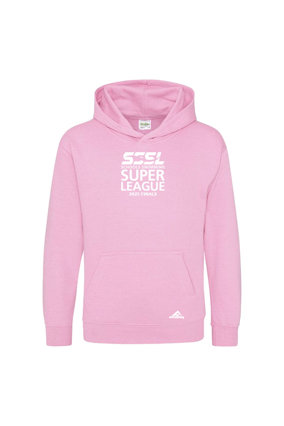 Schools Swimming Super League Kids Unisex SSSL Cotton Pullover Hoodie - Finals - Baby Pink