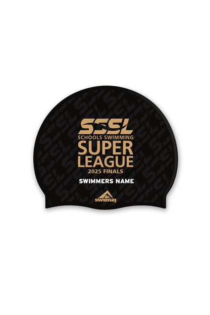 Schools Swimming Super League Unisex SSSL Finals Swim Cap - Silicone Suede - Black