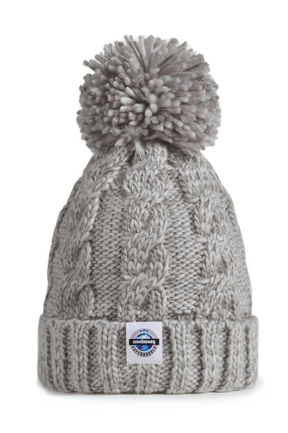 Silver Grey Cable Knit Hat