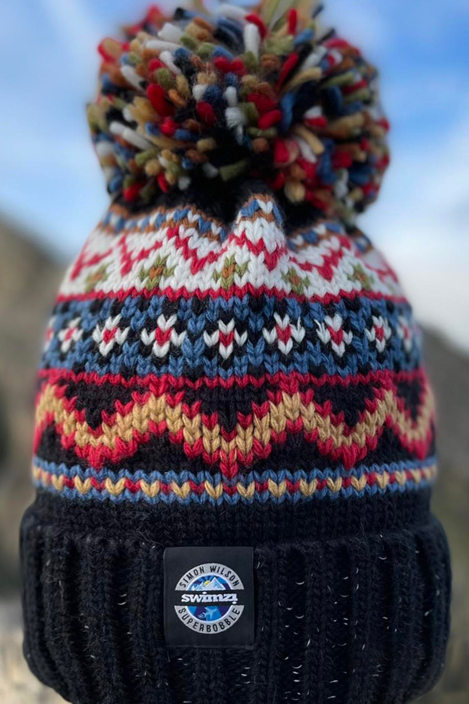 Simon Wilson Fairisle Knit Reflective Superbobble Hat – Swimzi