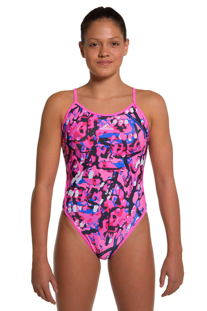 Girls' Thin Strap One-Piece swimsuit, Pink Paradise