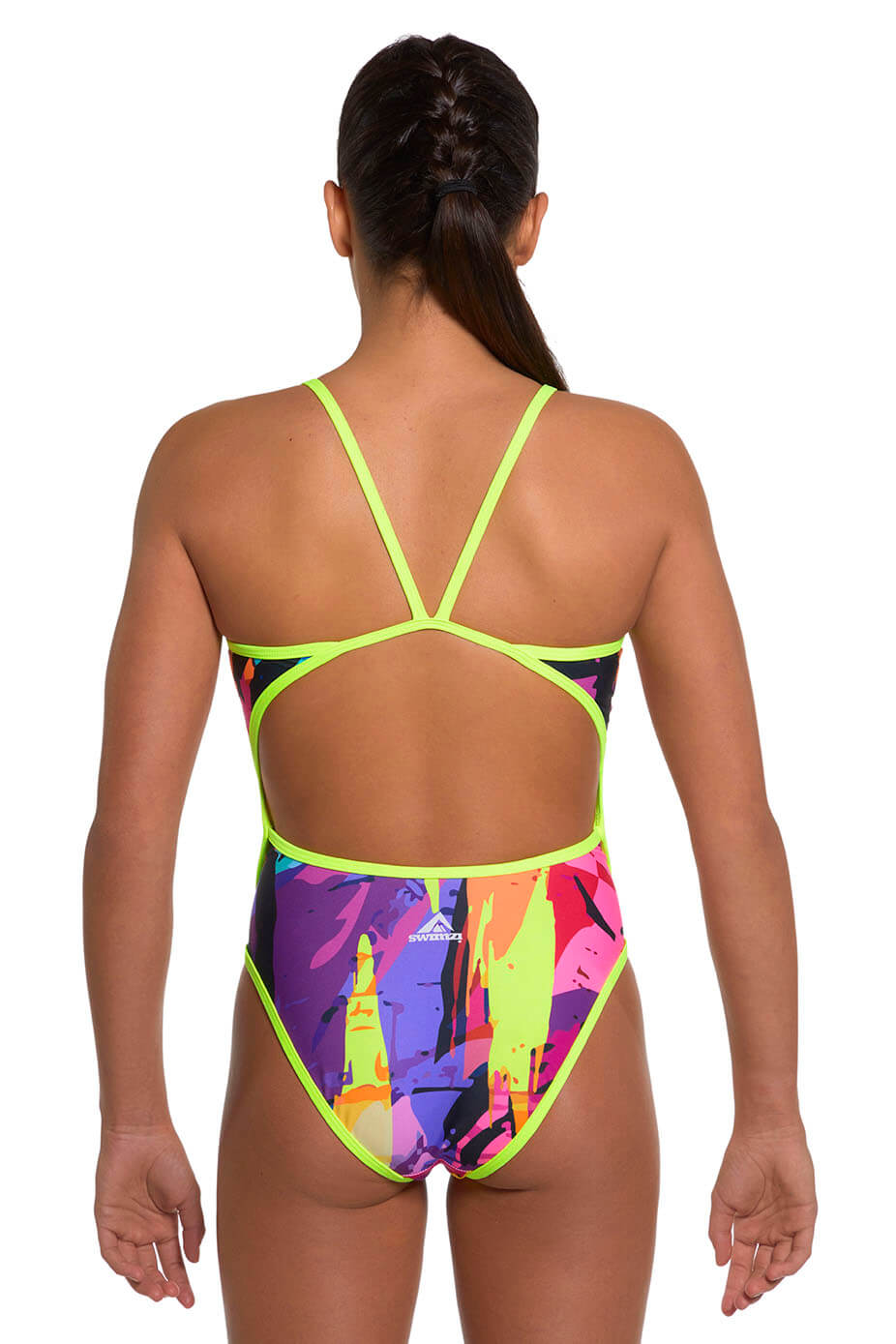 Girls' Thin Strap One-Piece swimsuit, Neon Reef