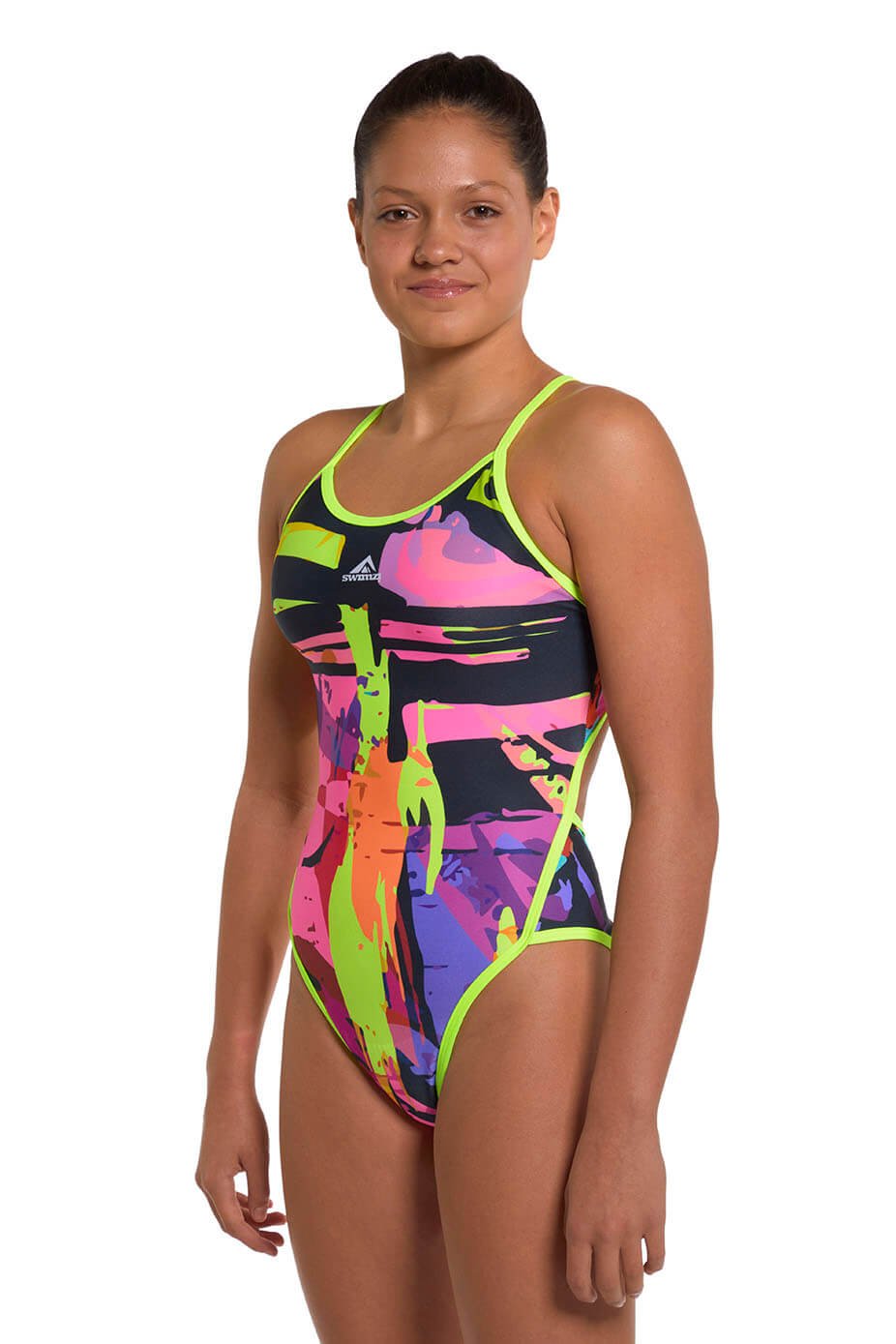 Swimzi Thin Strap Women's One-Piece swimsuit, Neon Reef