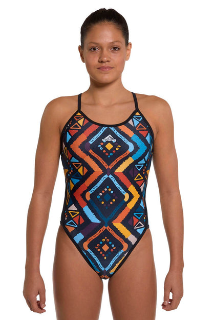 Girls' Thin Strap One-Piece swimsuit, Sunset Savannah