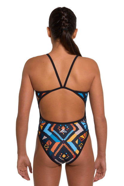 Girls' Thin Strap One-Piece swimsuit, Sunset Savannah