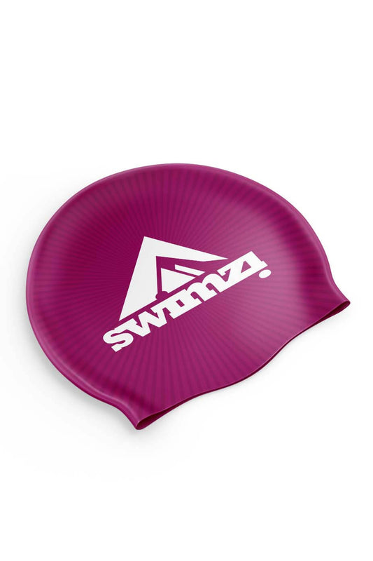 Pearlescent Deep Pink Sunrise Swim Cap