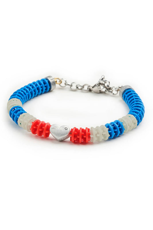 Love 02 Swim Design, Blue, White and Red Lane Rope - Swimmers Friendship Bracelet