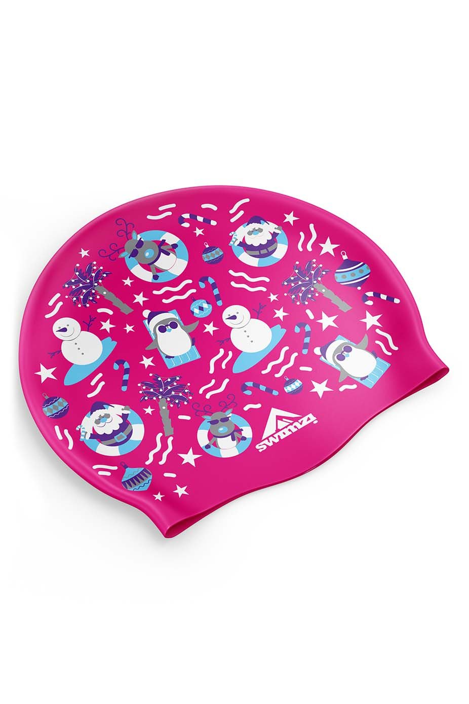 Christmas Fluorescent Pink Pool Swim Cap