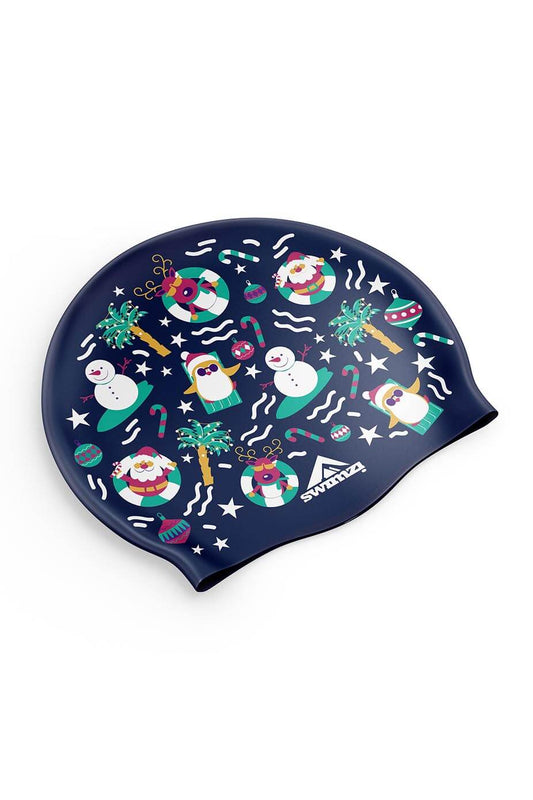Christmas Navy Pool Swim Cap