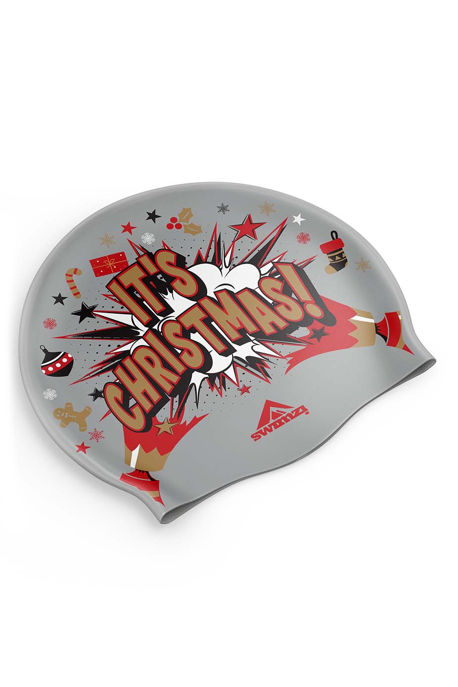 It's Christmas Swim Cap - Silver