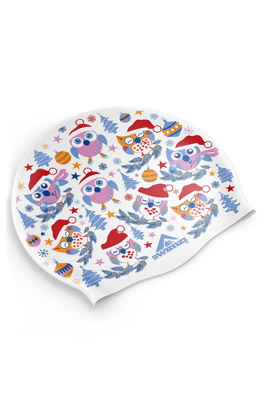 Christmas Owl Swim Cap - White