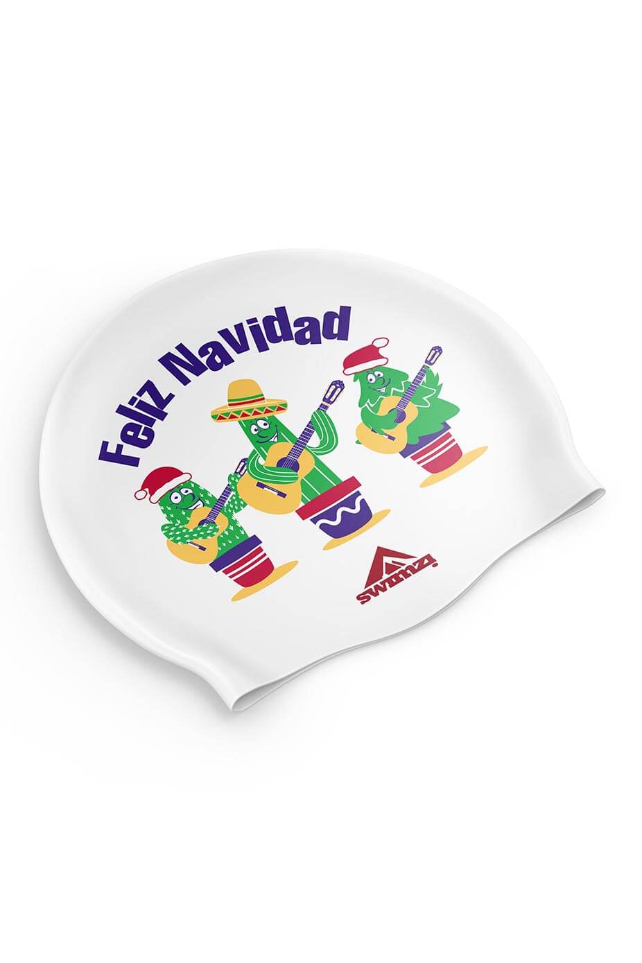 White Felix Navidad Swim Cap