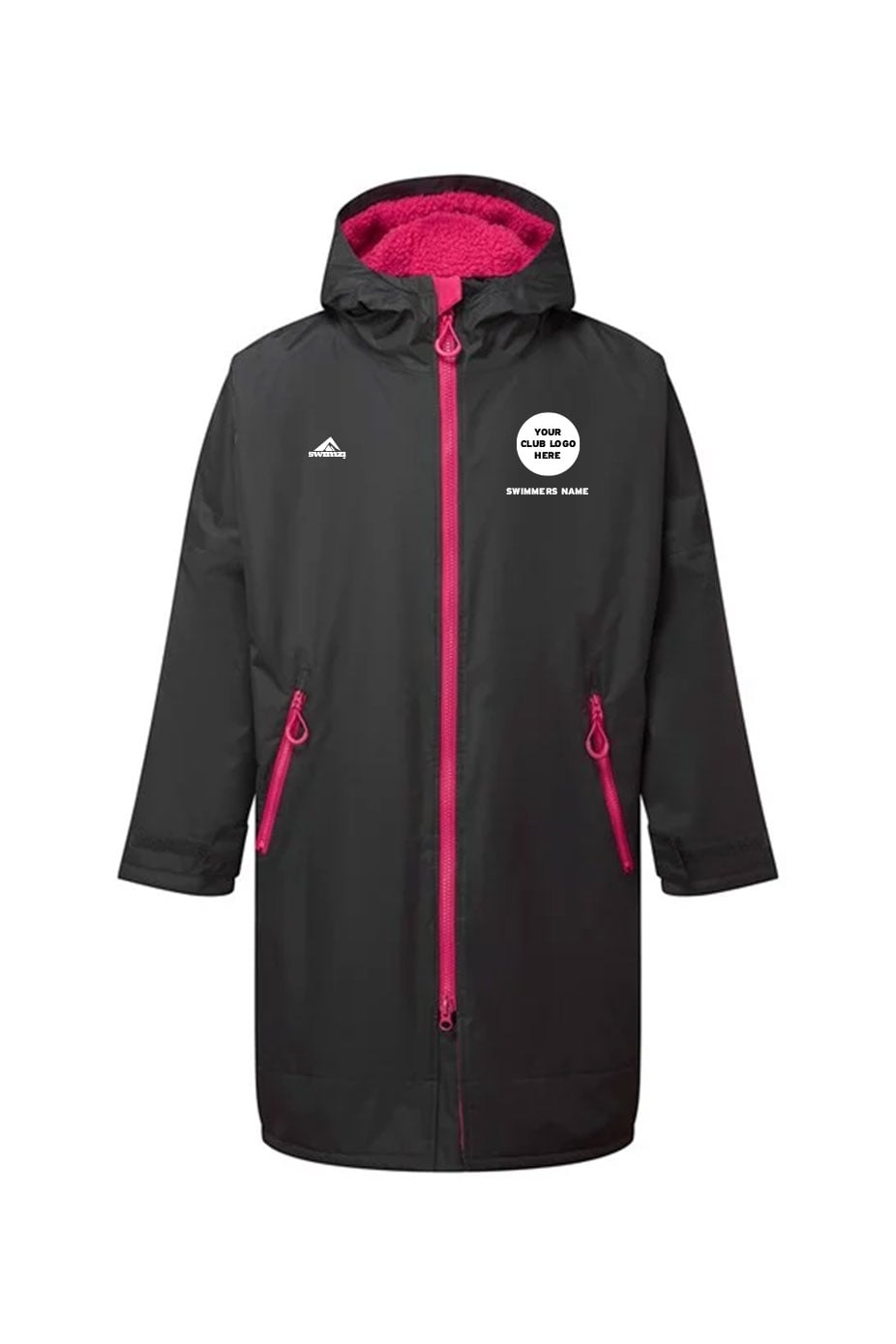 Team Robe Shop Kids Unisex Swimzi Team Robe - Charcoal & Pink