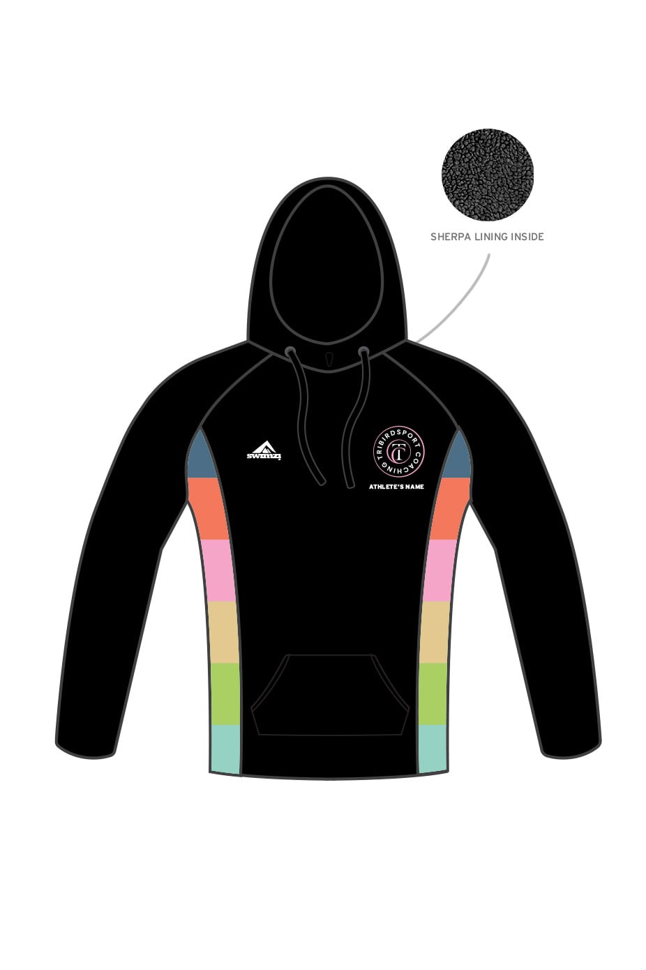 Tribirdsport Coaching Adult Unisex Winter Pullover Performance Hoodie - Black