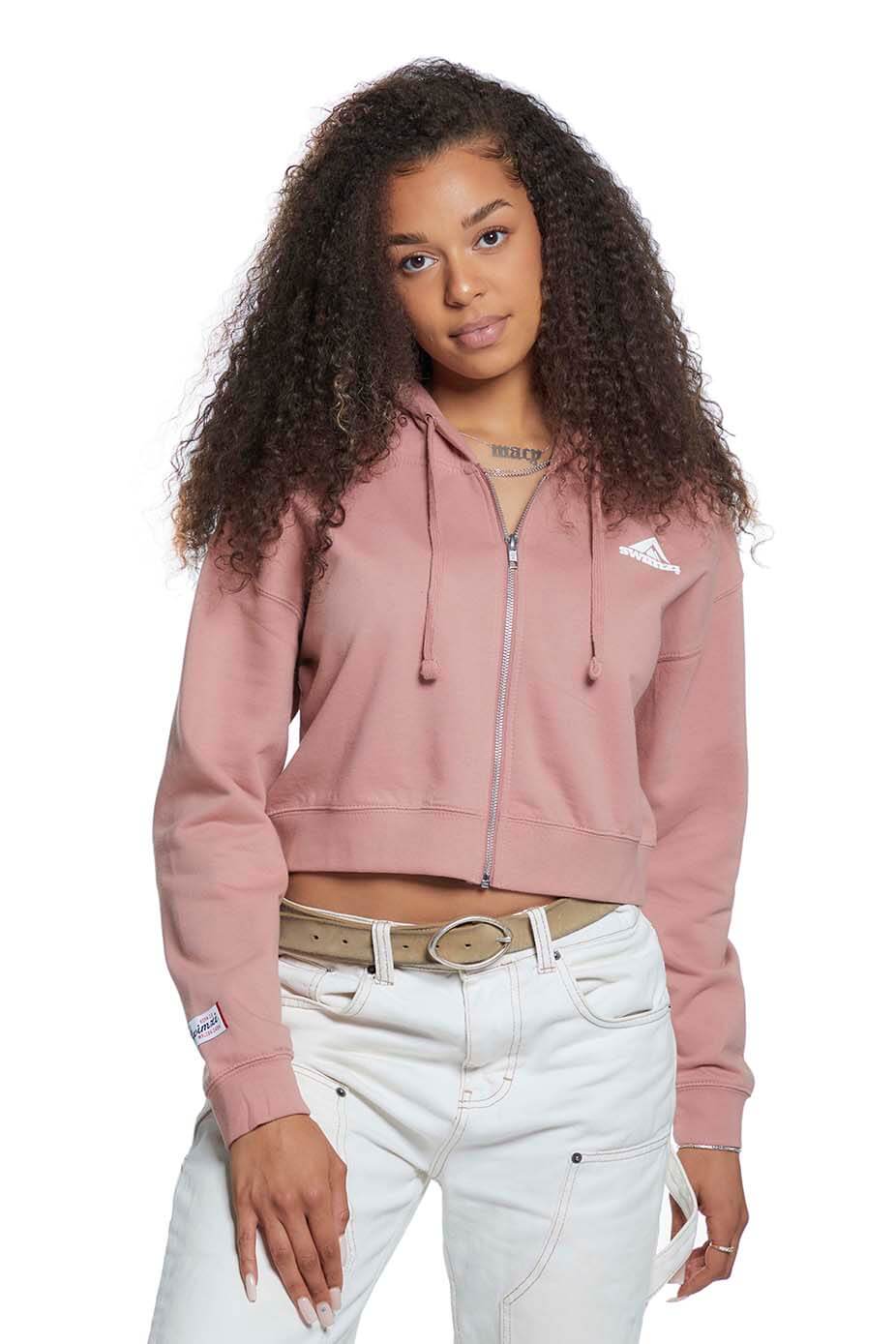 Dusky Pink - Cropped Zipped Hoodie