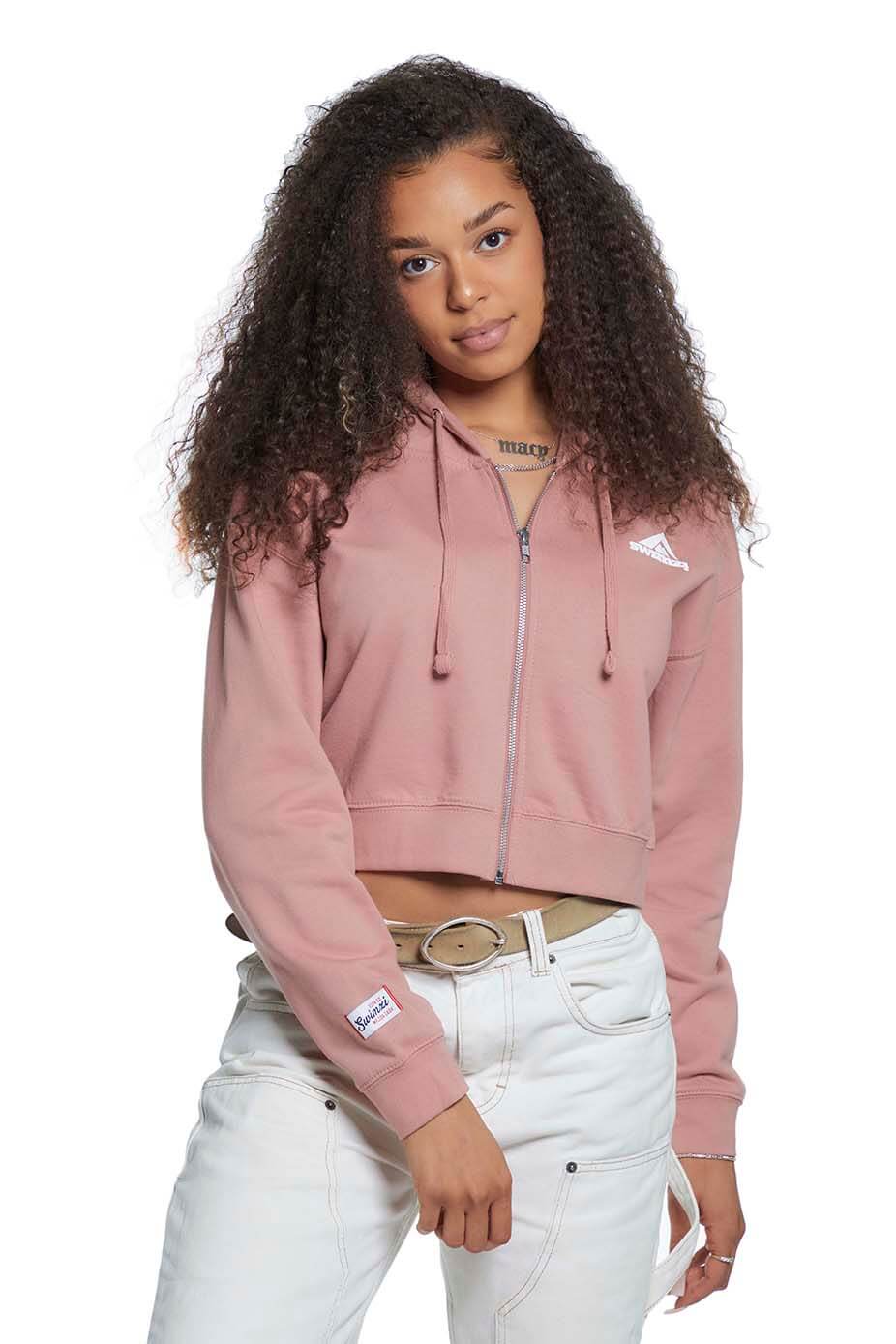 Dusky Pink - Cropped Zipped Hoodie
