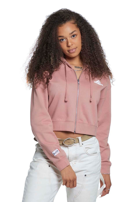 Dusky Pink - Cropped Zipped Hoodie