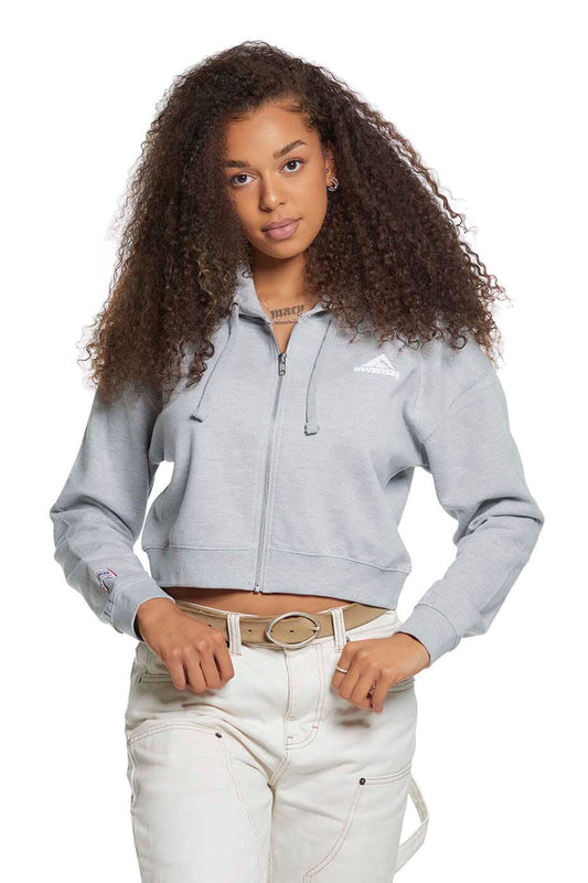 Heather Grey - Cropped Zipped Hoodie