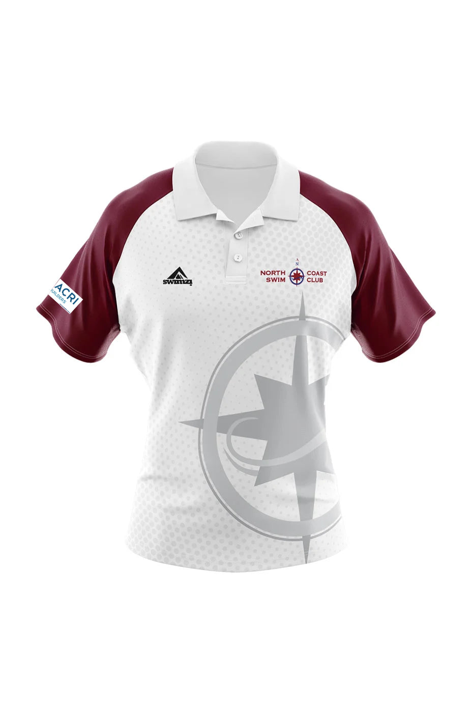 North Coast Swim Club Adult Female Supporters Shirt - Polo Neck - White/Maroon image 0