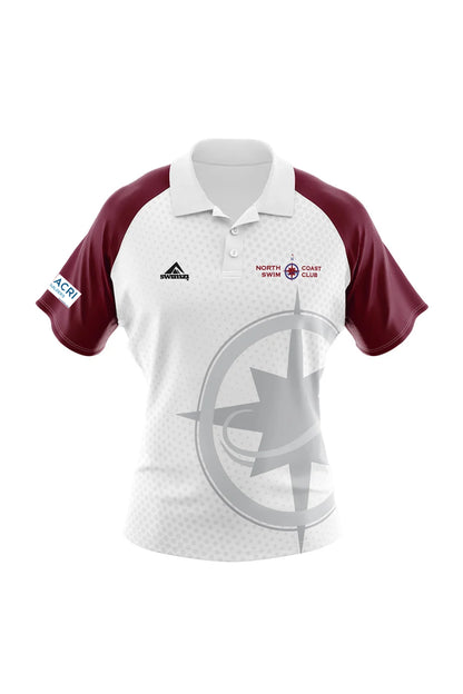 North Coast Swim Club Adult Female Supporters Shirt - Polo Neck - White/Maroon image 0
