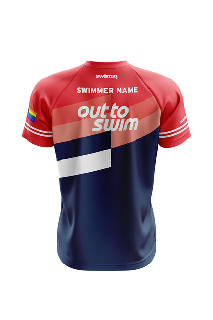Out to Swim Adult Unisex Club Shirt - V-Neck - Red image 1